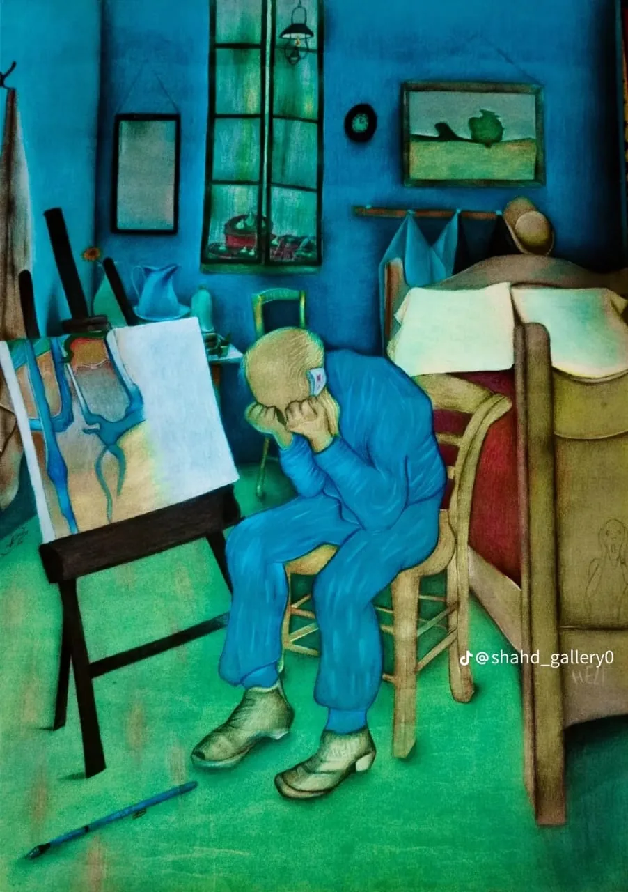A detailed blue artwork by Shahd